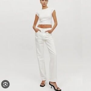 Reformation Women's Crisp White Straight Leg Jeans